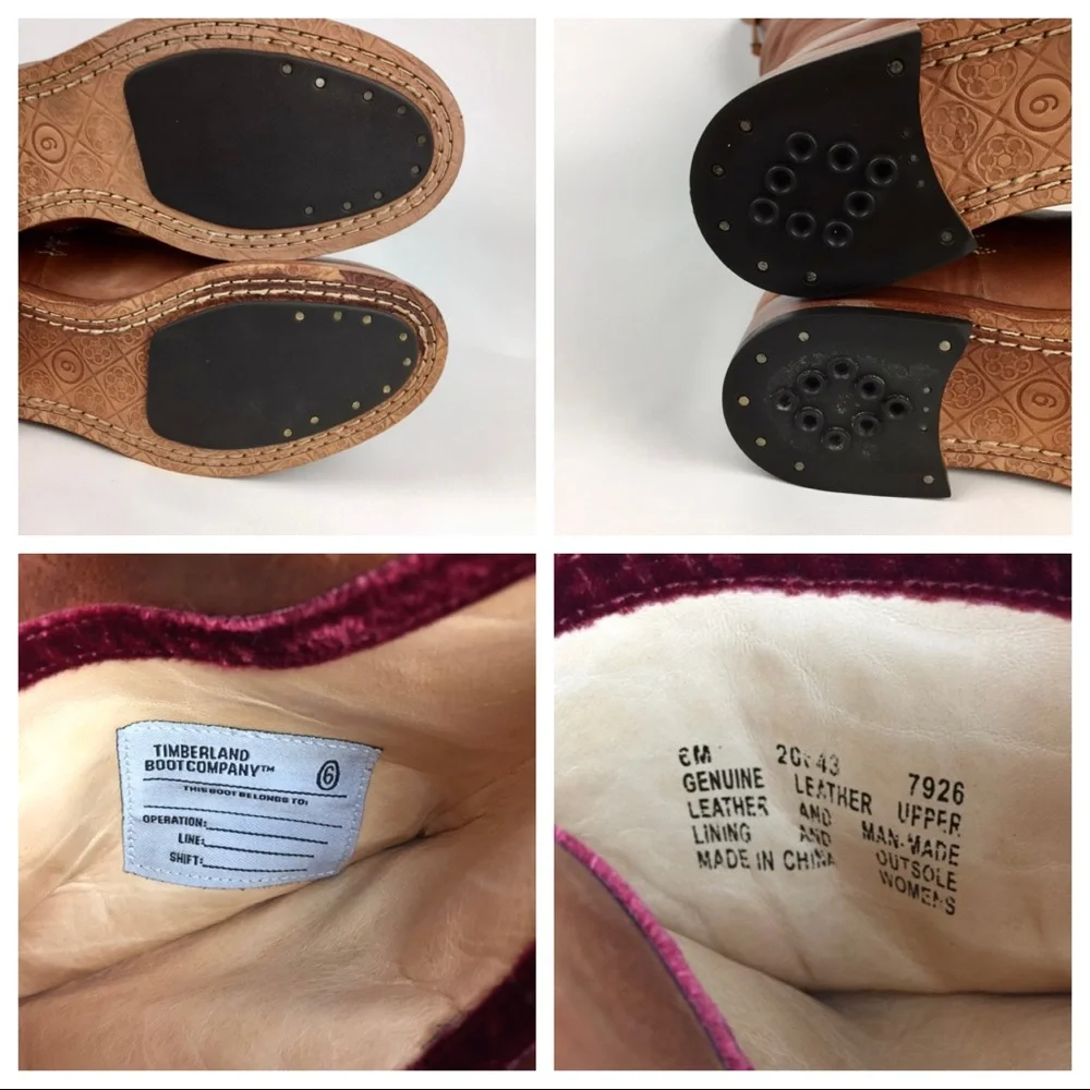 Timberland Lucille Flat Tall Knee Boots Tan Leather 6